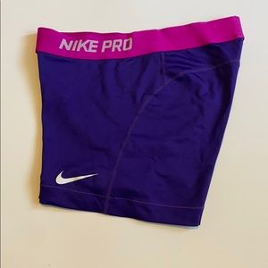 Purple and pink Nike Pro Short